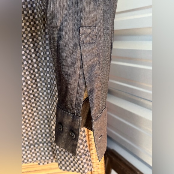 NAT NAST Charcoal SHIRT JAC +Checkerboard Vest w/Pockets 100% Silk M - Picture 7 of 7